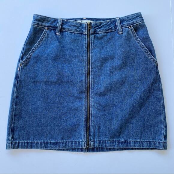 Hollister Juniors Denim Mini Skirt Size 5 Ultra High-Rise Front Zip Jean Y2K - Picture 1 of 7